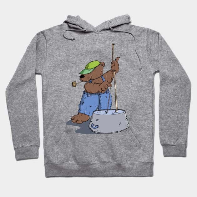 Hillbilly Bear plays Bass Guitar Hoodie by schlag.art